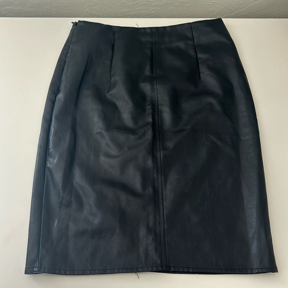 SHEIN Faux black leather pencil skirt